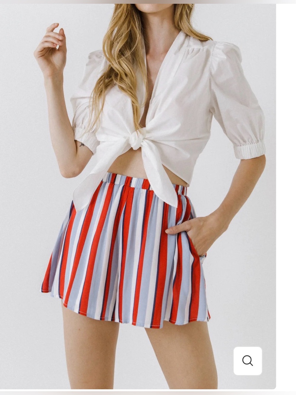 La’Ven Stripe Elastic Waist Shorts NWT